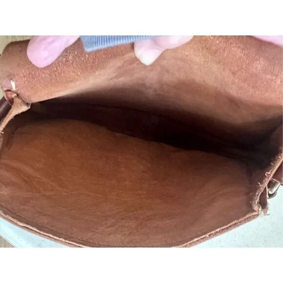 Vintage Women's Brown Handmade Leather Saddle Bag OS - Picture 6 of 11